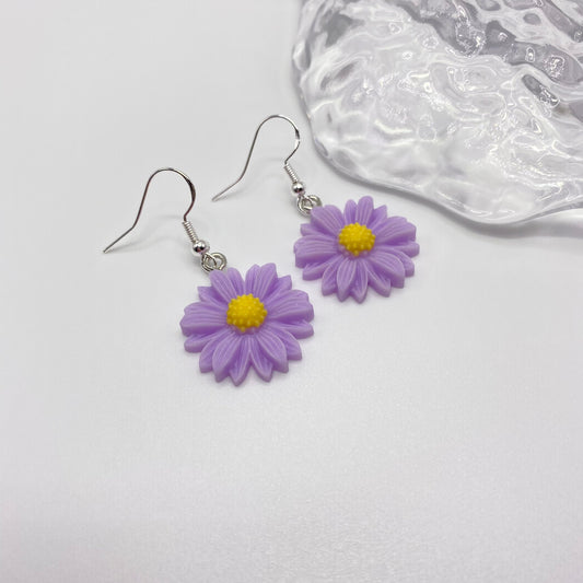 Purple Flower Earrings