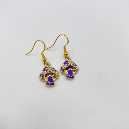 Colourful Gold Mushroom Earrings