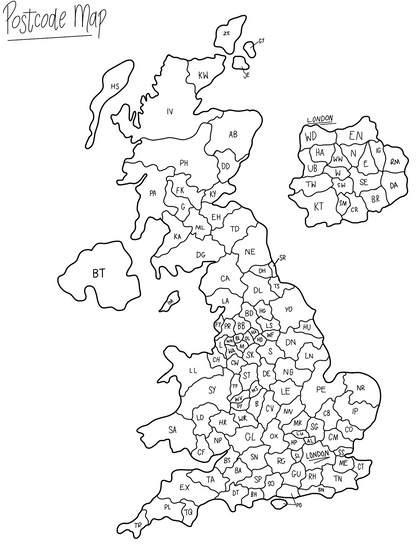 Postcode Order Map (Blank) – Molls