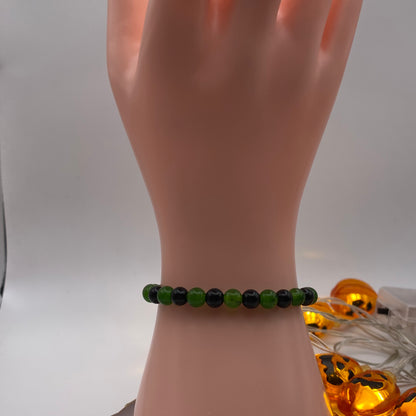 Round Green and Black Crystal Bracelet