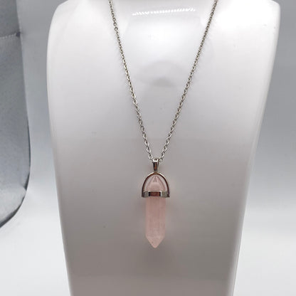 Rose Quartz Crystal Pendant Necklace