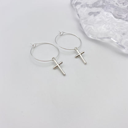 Cross Hoop Earrings