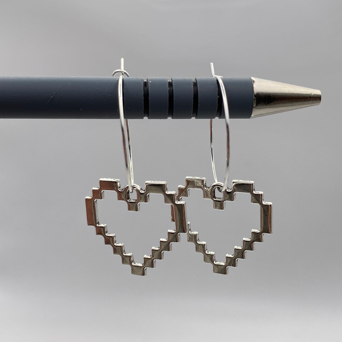 Pixel Block Heart Hoop Earrings