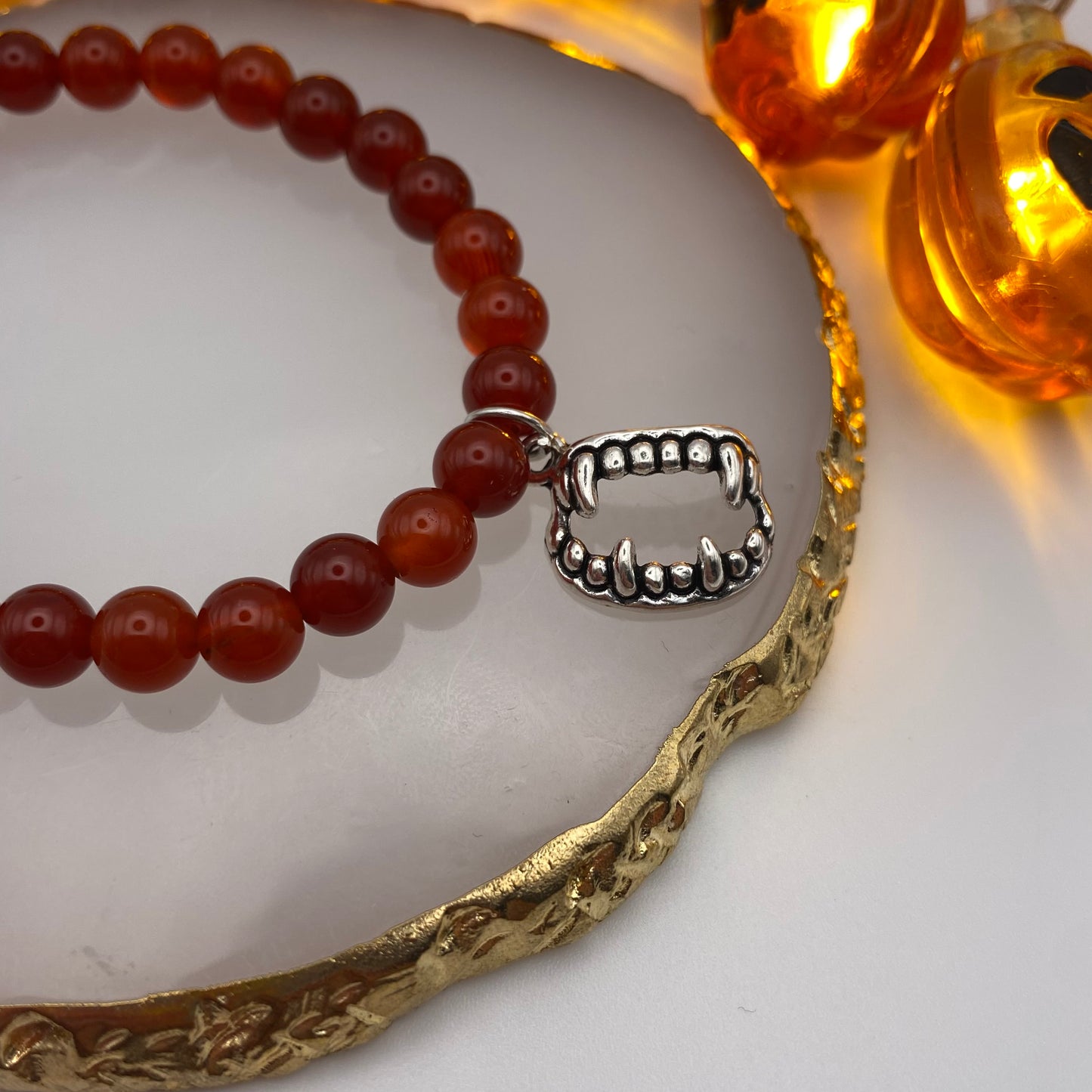 Red Vampire Teeth Crystal Bracelet