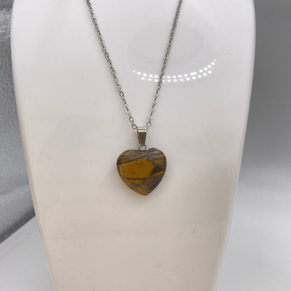 Tigers Eye Pendant Heart Necklace