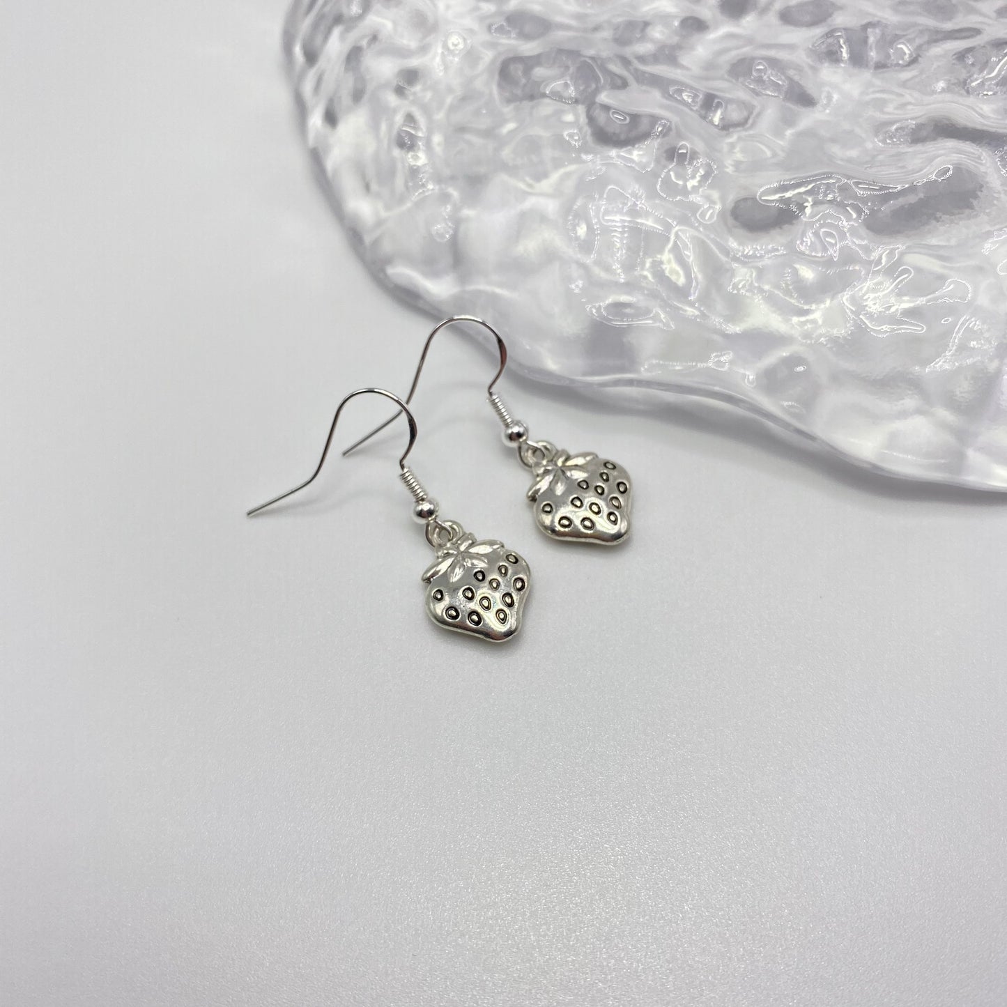 Silver Strawberry Earrings