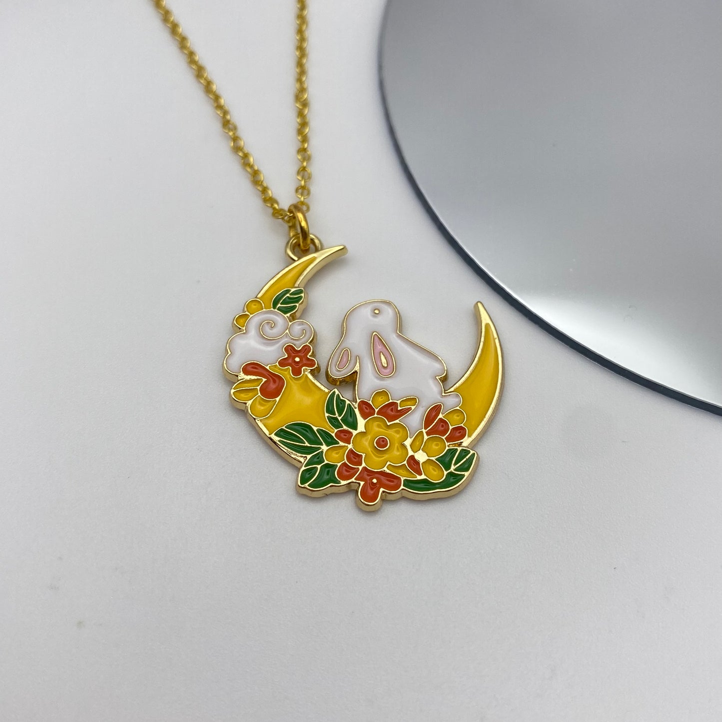 Moon Bunny Rabbit Necklace