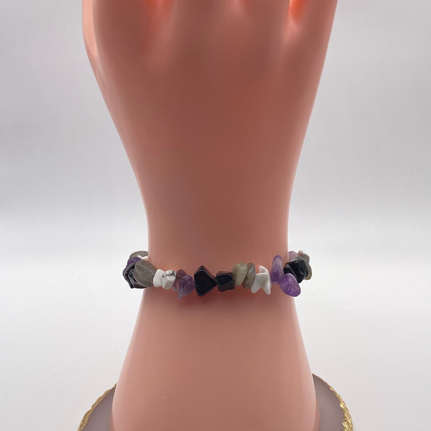 Black, Grey, White and Purple Crystal Bracelet