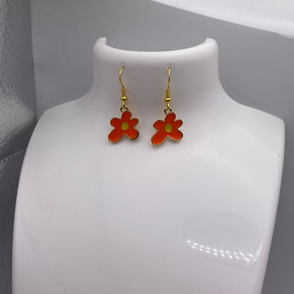 Groovy Orange Flower Earrings