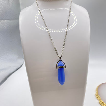 Blue Jade Crystal Pendant Necklace