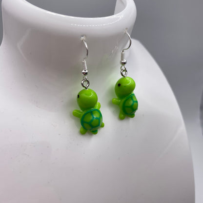 Green Turtle Earrings