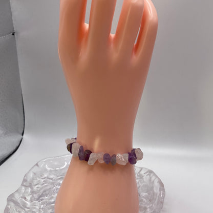 Rose Quartz and Amethyst Crystal Bracelet