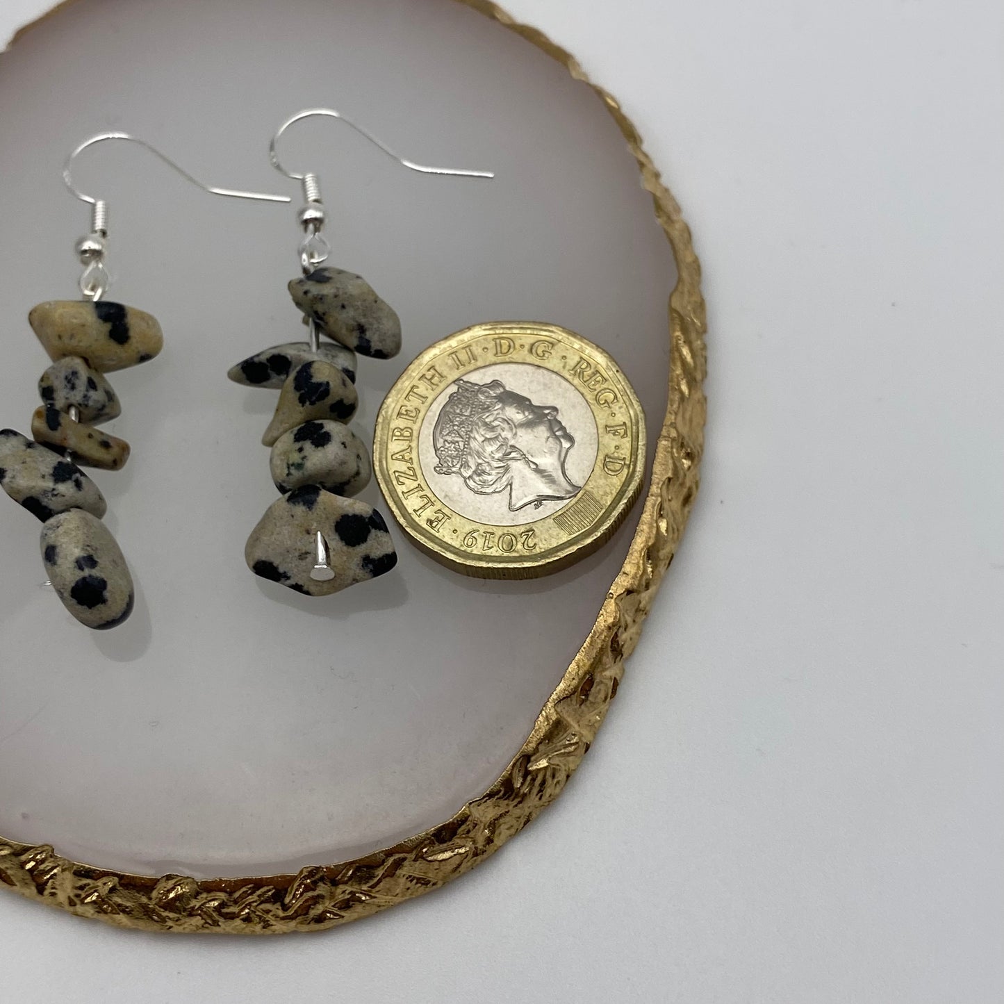 Dalmatian Jasper Crystal Earrings