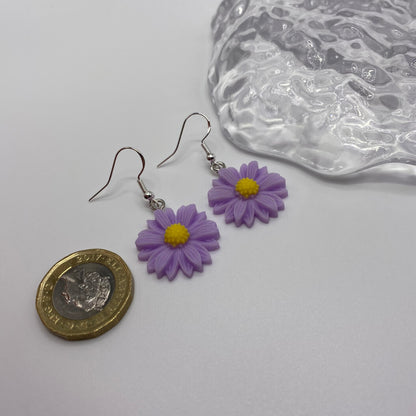 Purple Flower Earrings