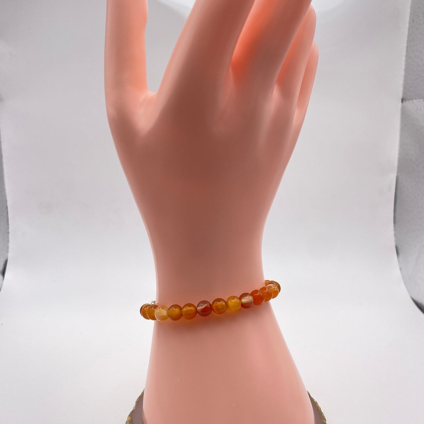 Round Orange Carnelian Crystal Bracelet