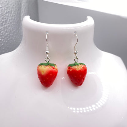 Red Strawberry Earrings (smaller size)