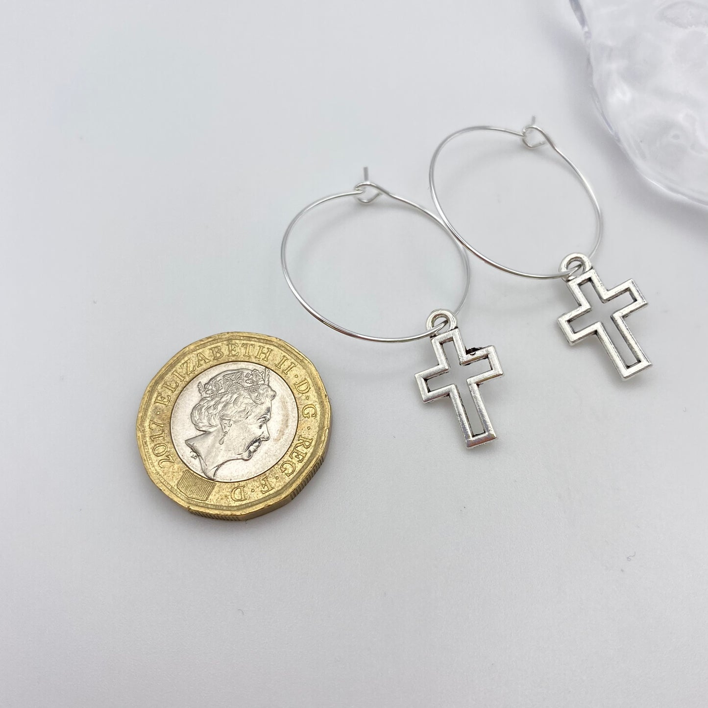 Cross Outline Hoop Earrings