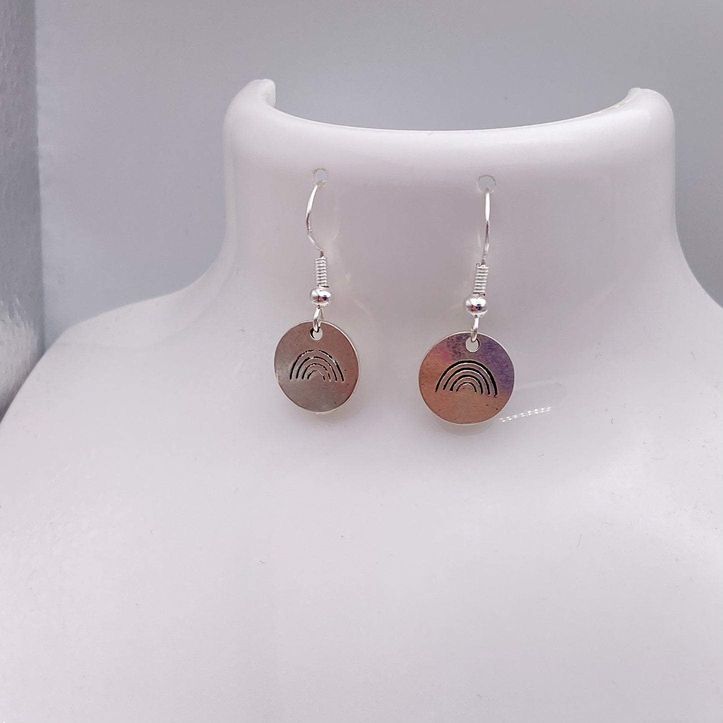 Imprinted Rainbow Pendant Earrings