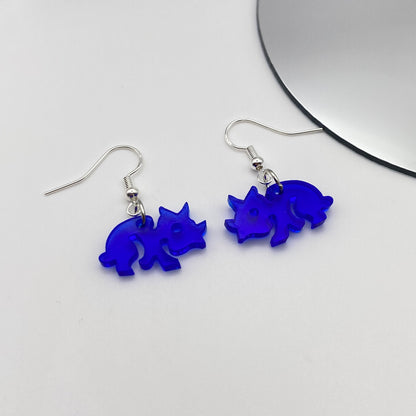 Blue Dinosaur Earrings