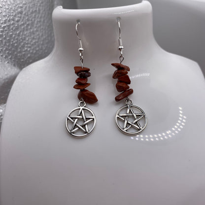 Pentagram Red Crystal Earrings