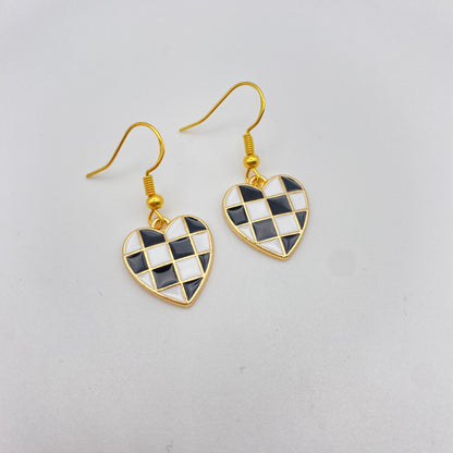 Checkered Heart Earrings