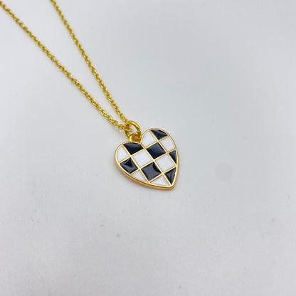 Checkered Heart Necklace